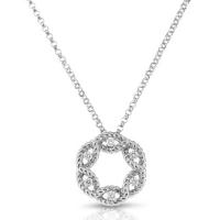 roberto coin barocco 18k white gold diamond small open circle necklace