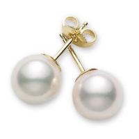 mikimoto core collection 18k yellow gold & cultured akoya pearl stud earrings