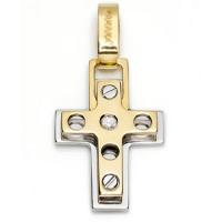 baraka 18k white & yellow gold diamond cross pendant