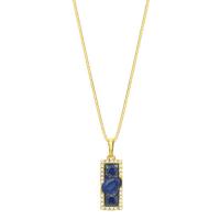everyday 18k yellow gold diamond & blue sapphire elongated pendant necklace