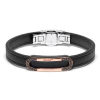 baraka 18k rose gold, black ceramic, leather & diamond bracelet