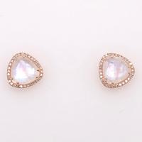 moonstone and diamond stud earrings