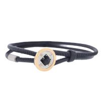 baraka 18k rose gold, silver & leather black loop bracelet