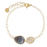 marco bicego lunaria 18k yellow gold, black mother of pearl & pave diamond bracelet