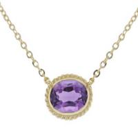 14k yellow gold & amethyst oval pendant necklace