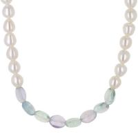 pearl & fluorite 60-inch wrap necklace