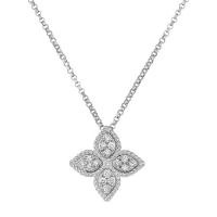 roberto coin princess flower 18kt white gold & diamond medium pendant
