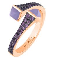 marli cleo color 18kt rose gold, chalcedony & violet sapphire wrap ring