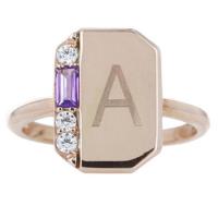 my story peggy 14kt rose gold & amethyst diamond â€œaâ€ ring