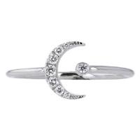 celestial 14kt white gold & diamond open crescent ring