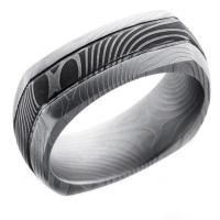 lashbrook flat twist patterned damascus steel 8mm domed square wedding band