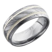 lashbrook damascus steel & milgrained stainless steel 8mm domed wedding band