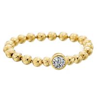 maria canale flapper 18kt yellow gold & round diamond bead ring