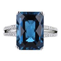 18kt white gold, diamond and london blue topaz ring