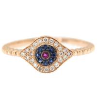 18kt rose gold & diamond small evil eye ring