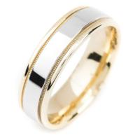 MEN’S TWO TONE YELLOW AND 14K WHITE GOLD 7MM WEDDING BAND