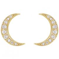 diamond moon stud earrings