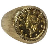 14 k yellow gold ring w 1851 $1 gold piece