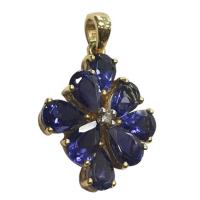 10 k yellow gold tanzanite  flower pendant 10 k yellow gold tanzanite  flower pendant