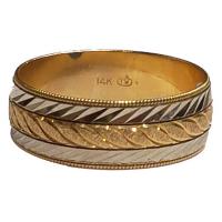 14k yellow and white gold men's band