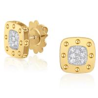 roberto coin pois moi 18k yellow gold & diamond square stud earrings