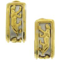 estate 18k gold panther hoop earrings