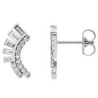 diamond curved fan earrings - white, rose or yellow