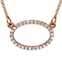 Diamond Oval Necklace - White, Rose or Yellow
