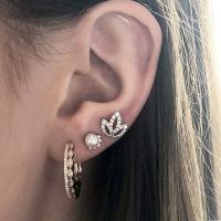 diamond leaf earrings - 14k white gold