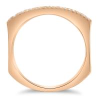 three row indented diamond band in rose gold