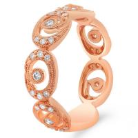rose gold swirling milgrain diamond band