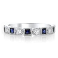 milgrain diamond and sapphire ring