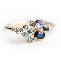 Clear Water Blue Cluster Ring