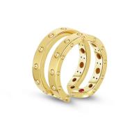 roberto coin 18k yw golden gate satin square top ring w. diamond accent