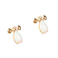 pear opal drop & diamond earrings