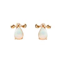pear opal drop & diamond earrings