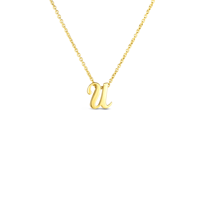 roberto coin 18k small script initial ‘u’ pendant on chain roberto coin 18k small script initial ‘u’ pendant on chain