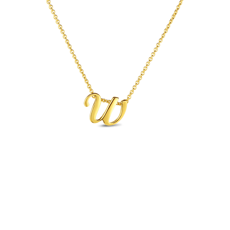 roberto coin 18k small script initial ‘w’ pendant on chain roberto coin 18k small script initial ‘w’ pendant on chain