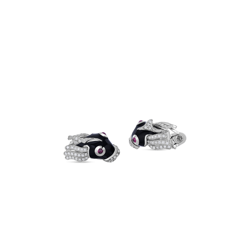 roberto coin nemo cufflinks with diamonds and black enamel roberto coin nemo cufflinks with diamonds and black enamel