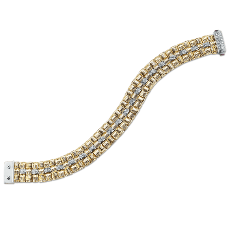 roberto coin 3 row bracelet with diamonds