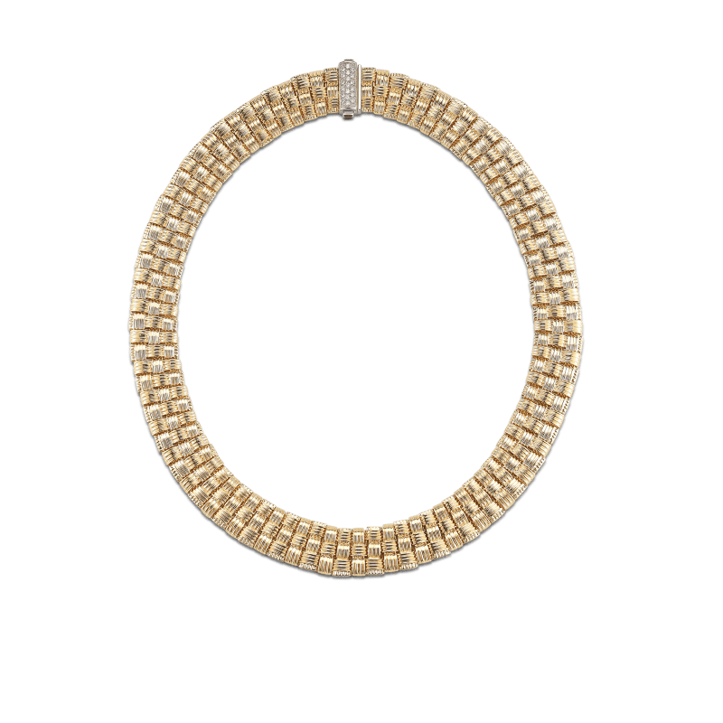 roberto coin 3 row necklace with diamond clasp