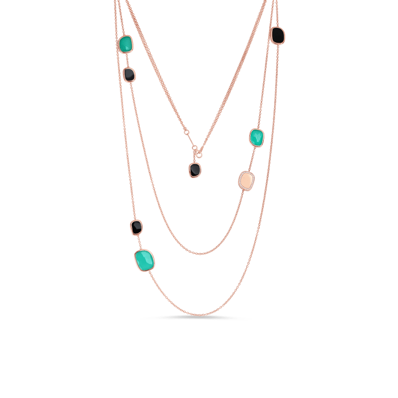 roberto coin station necklace with black jade, agate and diamonds roberto coin station necklace with black jade, agate and diamonds