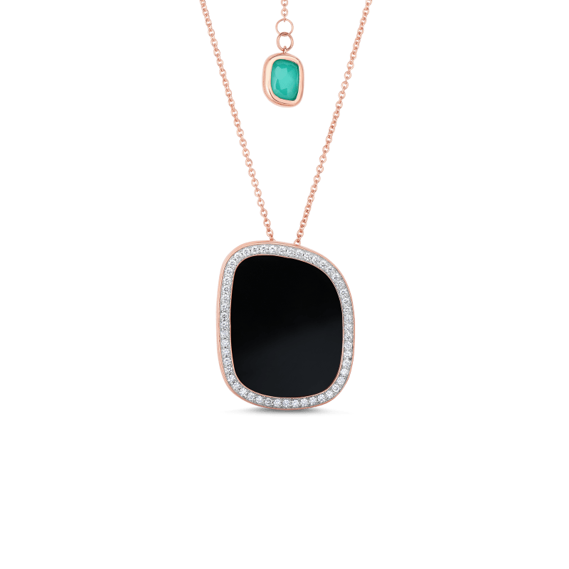 roberto coin pendant with black jade, agate, and diamonds