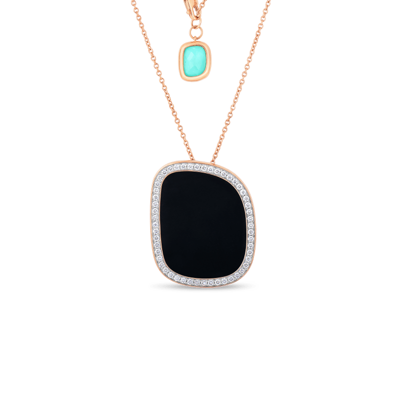 roberto coin pendant with black jade, agate, and diamonds roberto coin pendant with black jade, agate, and diamonds