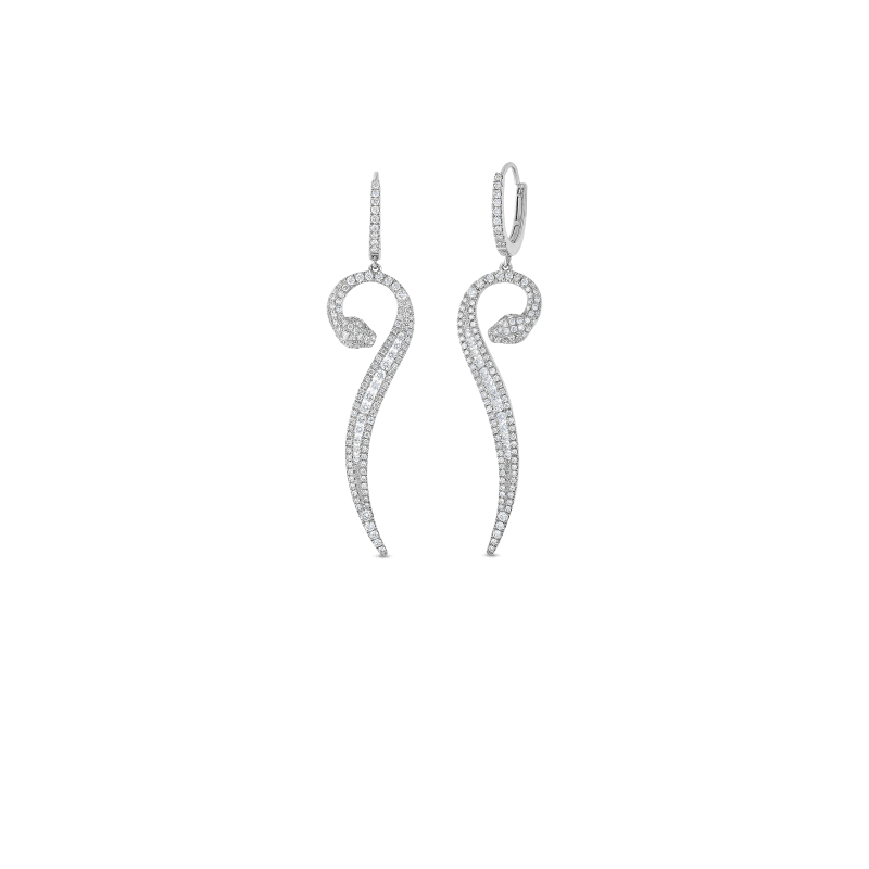 roberto coin snake drop earrings with diamonds