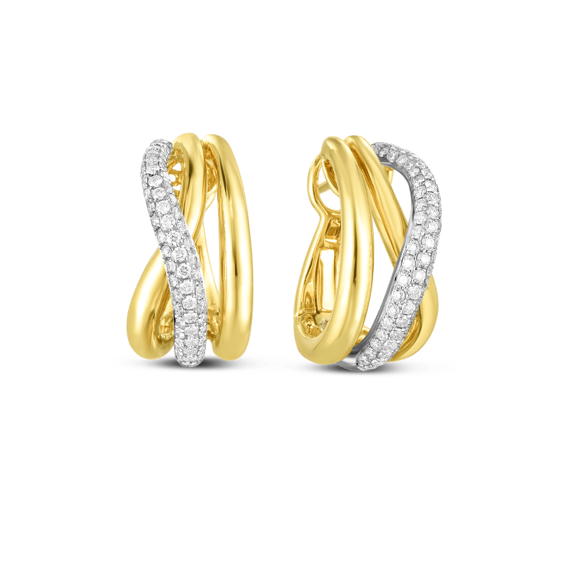 roberto coin 18kt gold cross over earring with diamonds roberto coin 18kt gold cross over earring with diamonds