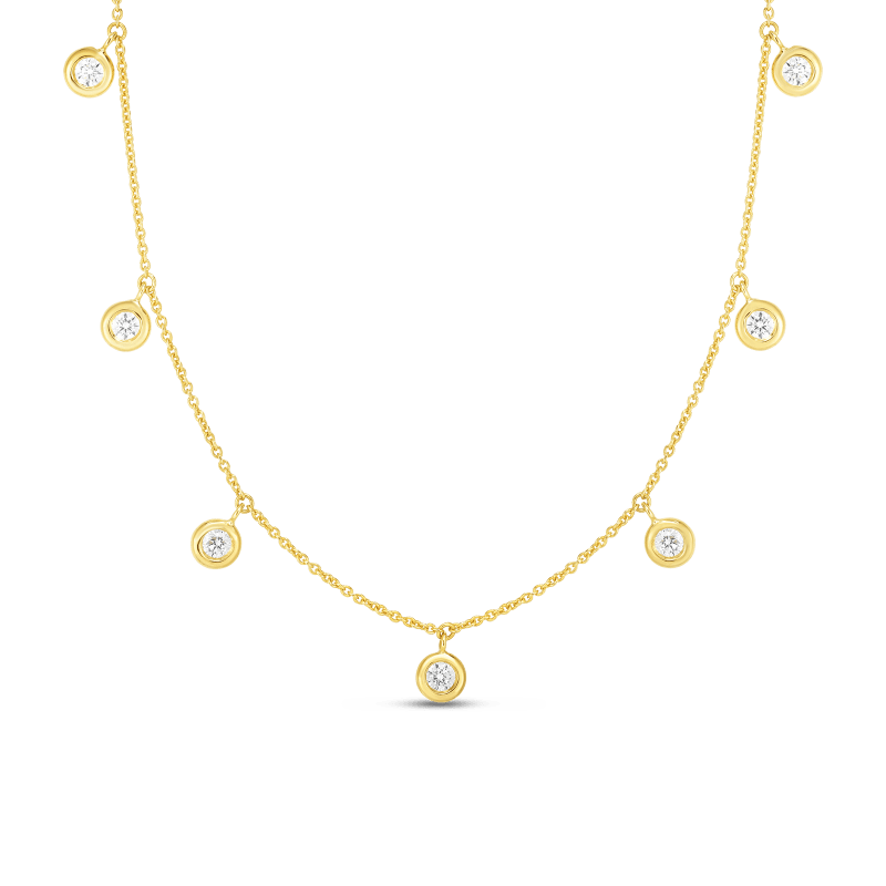 roberto coin 18k seven diamond drop station necklace roberto coin 18k seven diamond drop station necklace