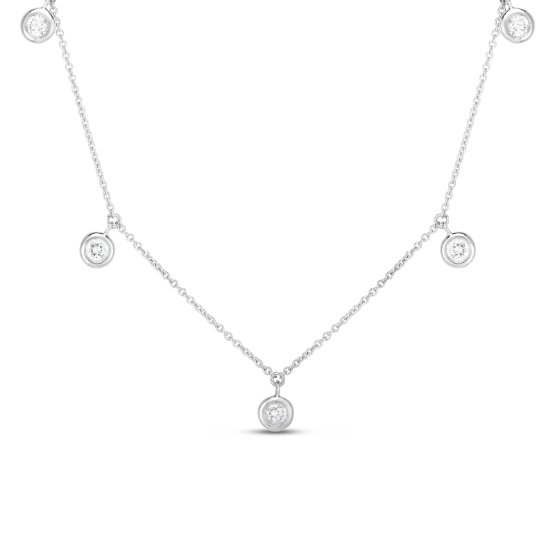 roberto coin 18k five diamond drop station necklace roberto coin 18k five diamond drop station necklace