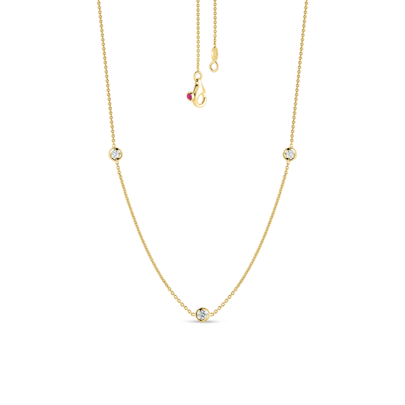roberto coin 18kt gold necklace with 3 diamond stations roberto coin 18kt gold necklace with 3 diamond stations