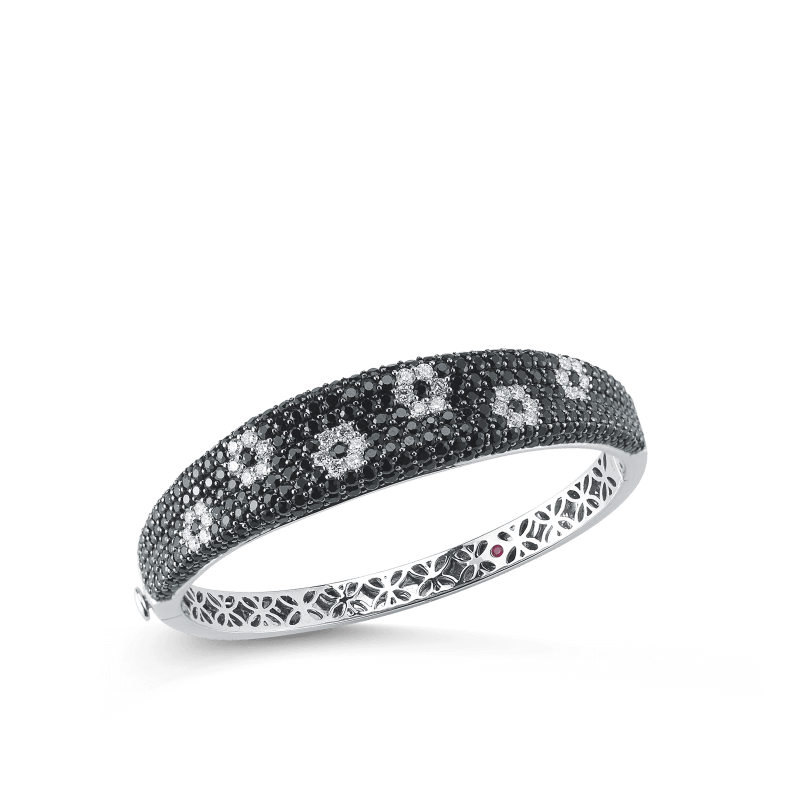 roberto coin small bangle with diamonds and sapphires flowers